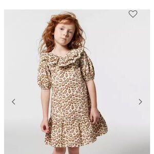 New with tags Janie and Jack leopard puff sleeve leopard ruffle dress